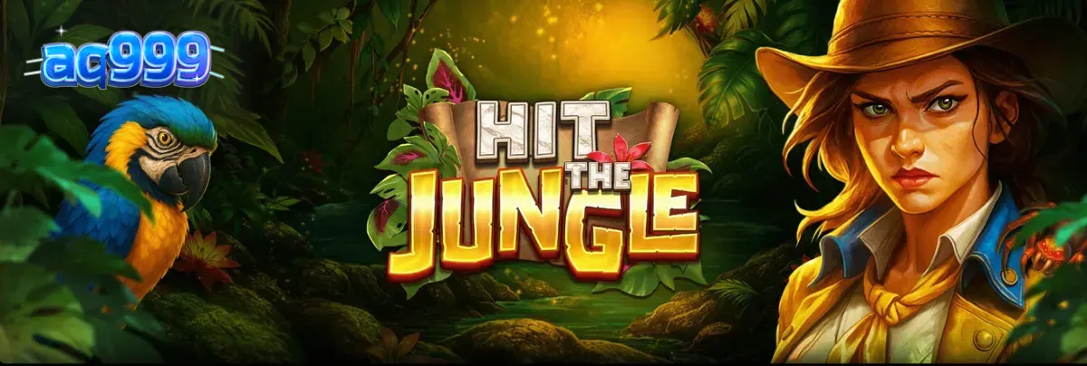 Hit the Jungle স্লট গেমের একটি দৃশ্য যেখানে জঙ্গল এবং প্রাচীন মন্দিরের পরিবেশ ফুটে উঠেছে।